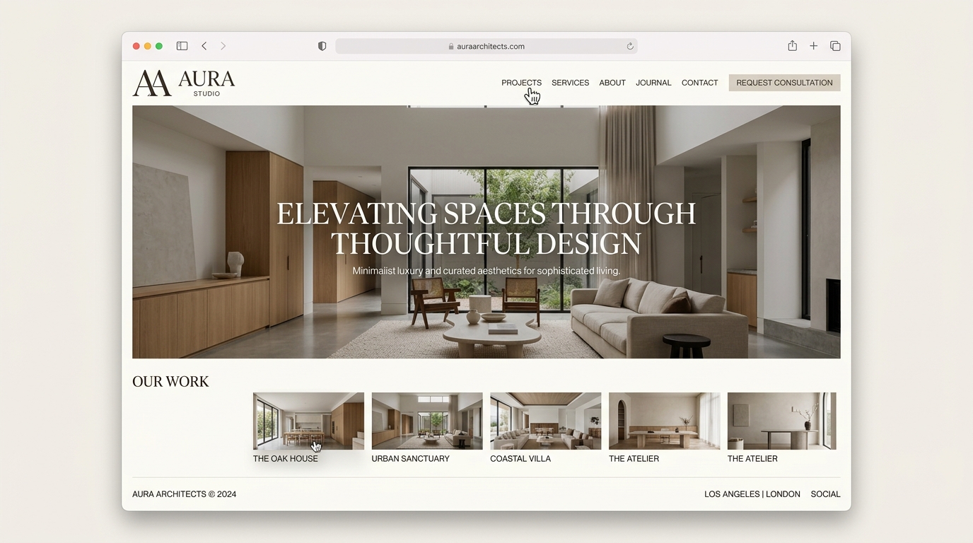 Interior Design Studio Website Mockup