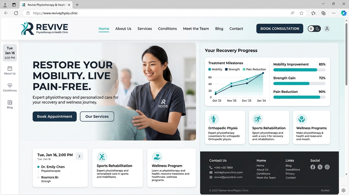 Physiotherapy Clinic Website Mockup