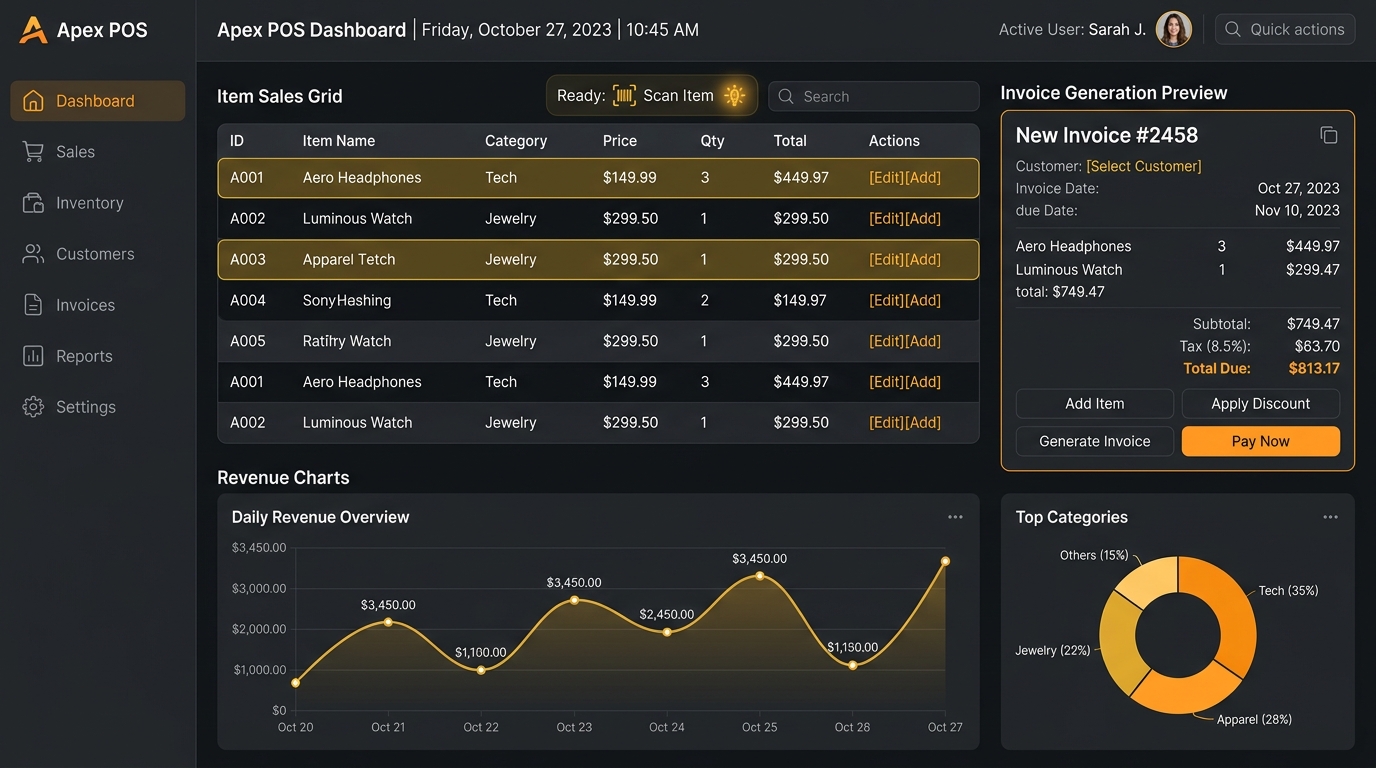Apex POS Billing Software Mockup